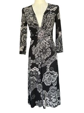 Blumarine Y2K Vintage Paisley Print Studded Rhinestone Jersey Knit Dress *42